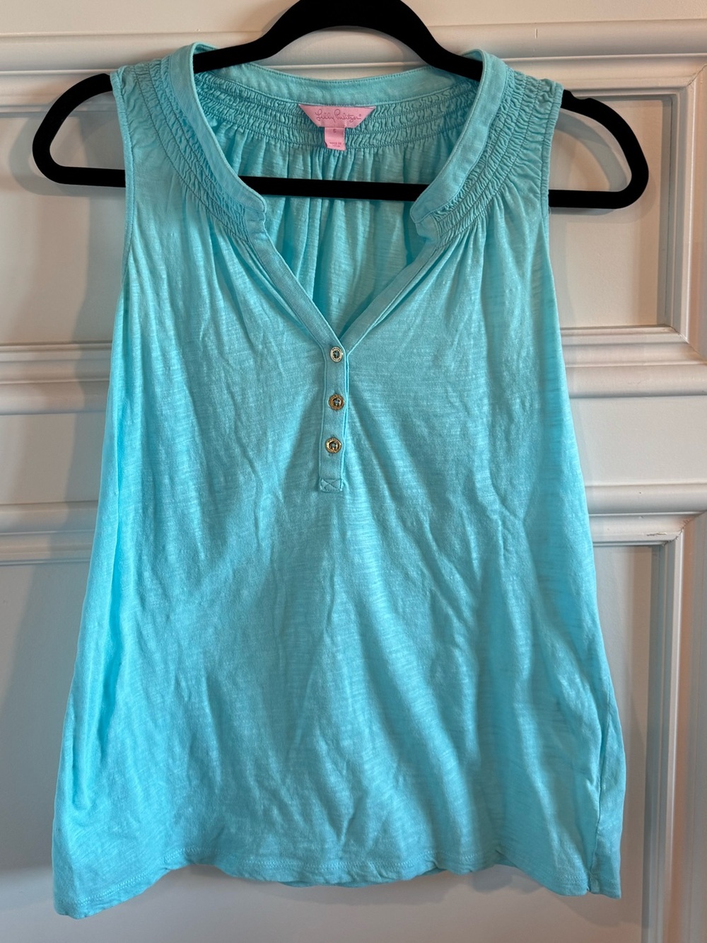 Lilly Pulitzer Essie Sleeveless Knit Tank Top Aqua Blue Size Small